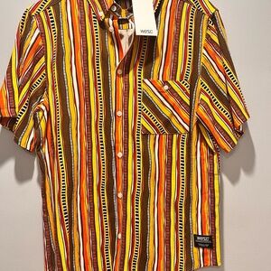 Unisex WESC Oden‎ Botton Honey Hand Stripe Shirt, M S, W M, Numeric 3. NWT
